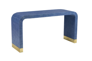 Waterfall console in blue raffia - Jamie Merida Collection for Chelsea House